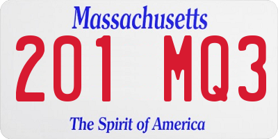 MA license plate 201MQ3