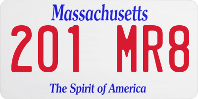 MA license plate 201MR8