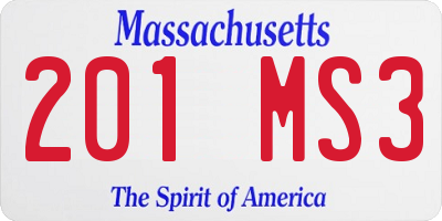 MA license plate 201MS3