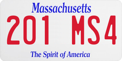 MA license plate 201MS4