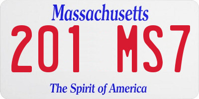 MA license plate 201MS7