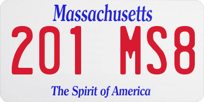 MA license plate 201MS8