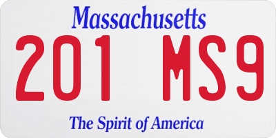 MA license plate 201MS9