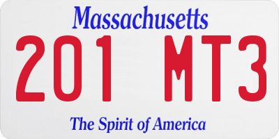 MA license plate 201MT3