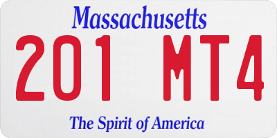 MA license plate 201MT4