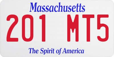 MA license plate 201MT5