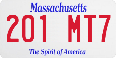 MA license plate 201MT7