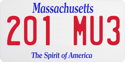 MA license plate 201MU3