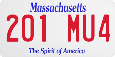 MA license plate 201MU4