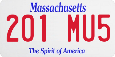 MA license plate 201MU5