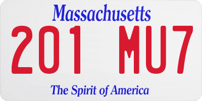 MA license plate 201MU7