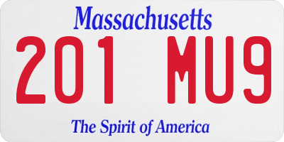 MA license plate 201MU9