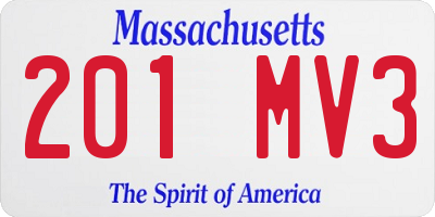 MA license plate 201MV3