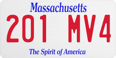 MA license plate 201MV4
