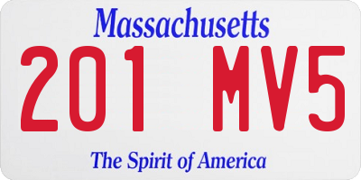 MA license plate 201MV5