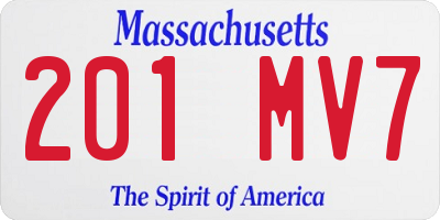 MA license plate 201MV7