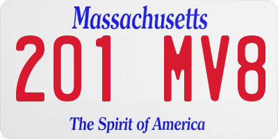 MA license plate 201MV8