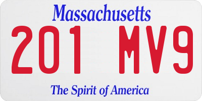 MA license plate 201MV9