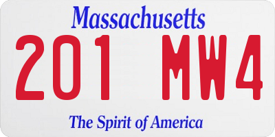 MA license plate 201MW4