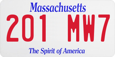 MA license plate 201MW7