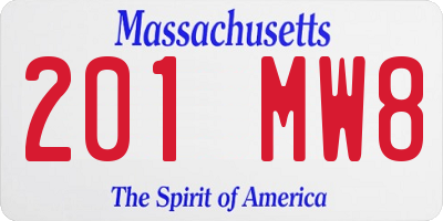 MA license plate 201MW8