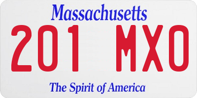 MA license plate 201MX0