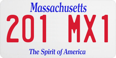 MA license plate 201MX1