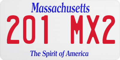 MA license plate 201MX2