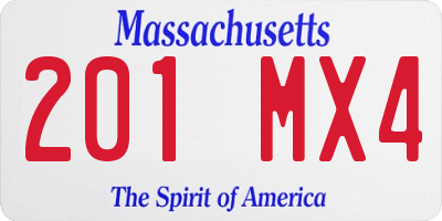 MA license plate 201MX4