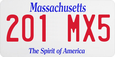 MA license plate 201MX5