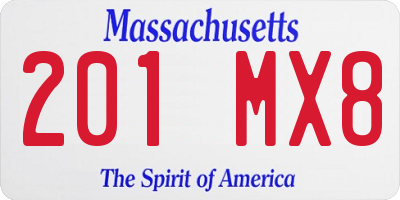 MA license plate 201MX8