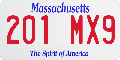 MA license plate 201MX9