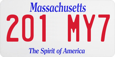 MA license plate 201MY7