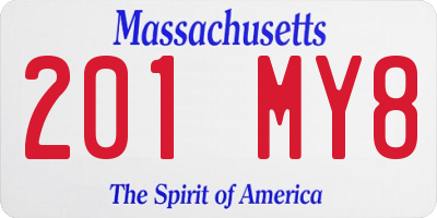 MA license plate 201MY8