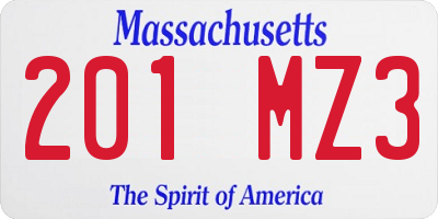 MA license plate 201MZ3