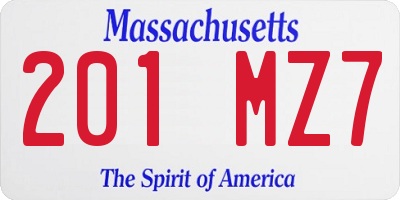 MA license plate 201MZ7