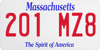 MA license plate 201MZ8