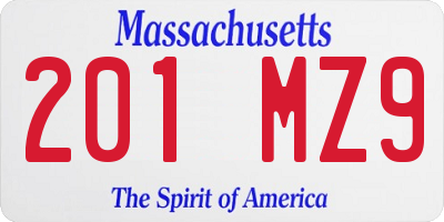 MA license plate 201MZ9