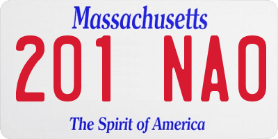 MA license plate 201NA0