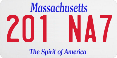 MA license plate 201NA7