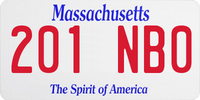 MA license plate 201NB0