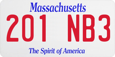 MA license plate 201NB3