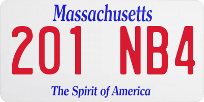 MA license plate 201NB4