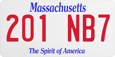 MA license plate 201NB7