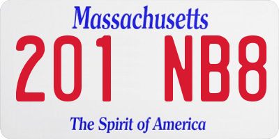 MA license plate 201NB8