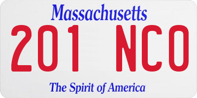 MA license plate 201NC0