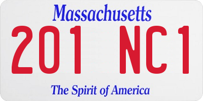 MA license plate 201NC1
