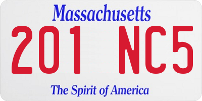 MA license plate 201NC5