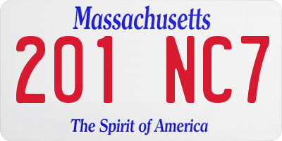 MA license plate 201NC7