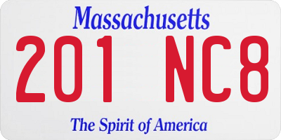 MA license plate 201NC8